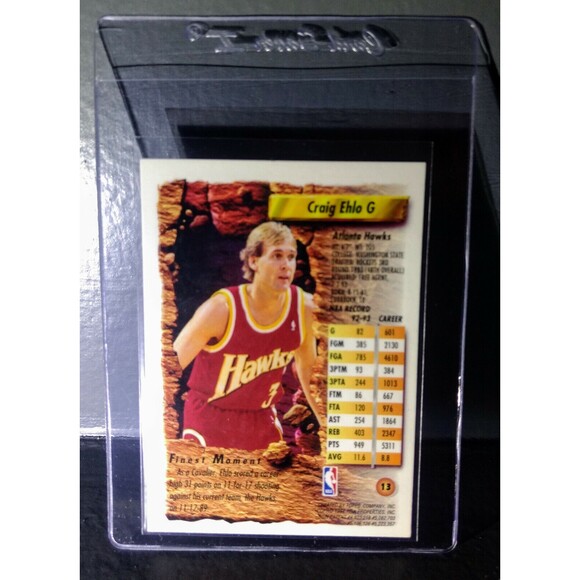 1993-94 Topps Finest Craig Ehlo #13 Basketball Card - Picture 2 of 2